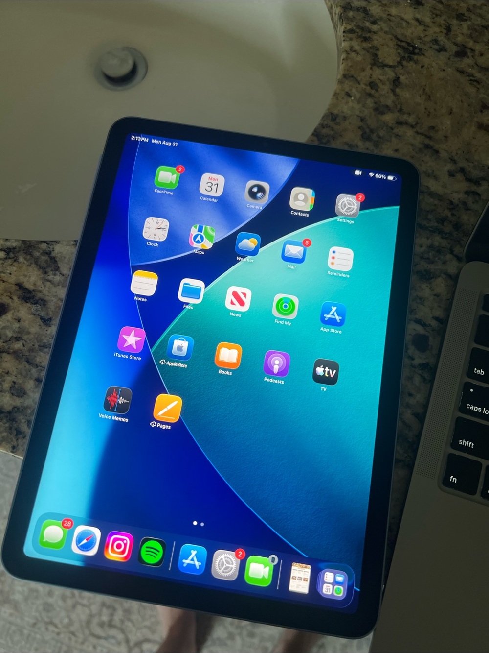 Apple iPad Air Tablet - Blue with purple case
